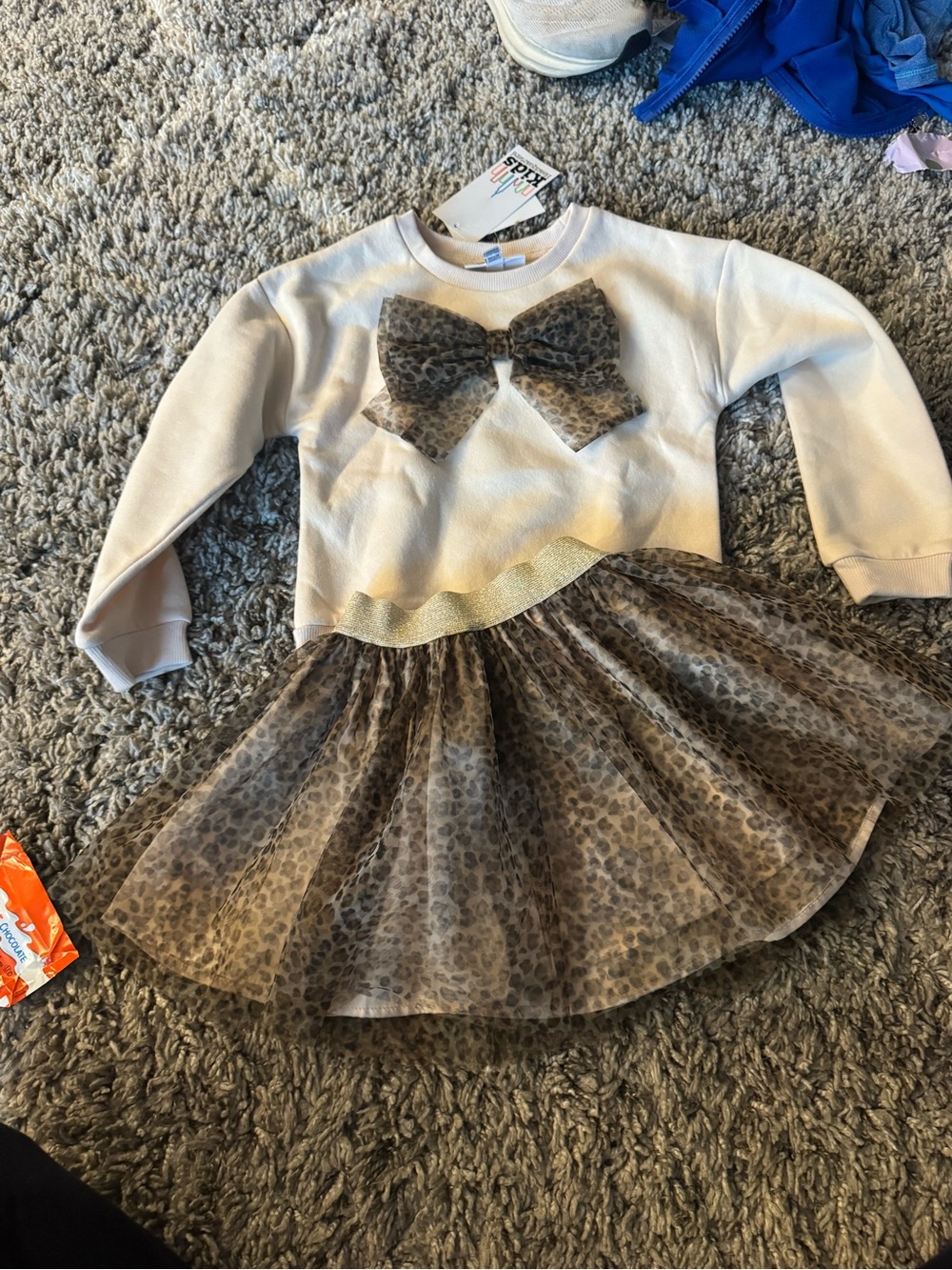 Kids Headquarters Cream and Brown Leopard Print Kids Top
